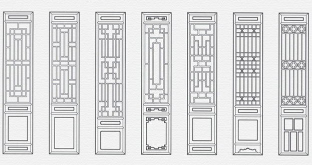 绛县常用中式仿古花窗图案隔断设计图