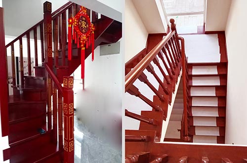 绛县自建别墅中式实木楼梯全屋定制设计效果图